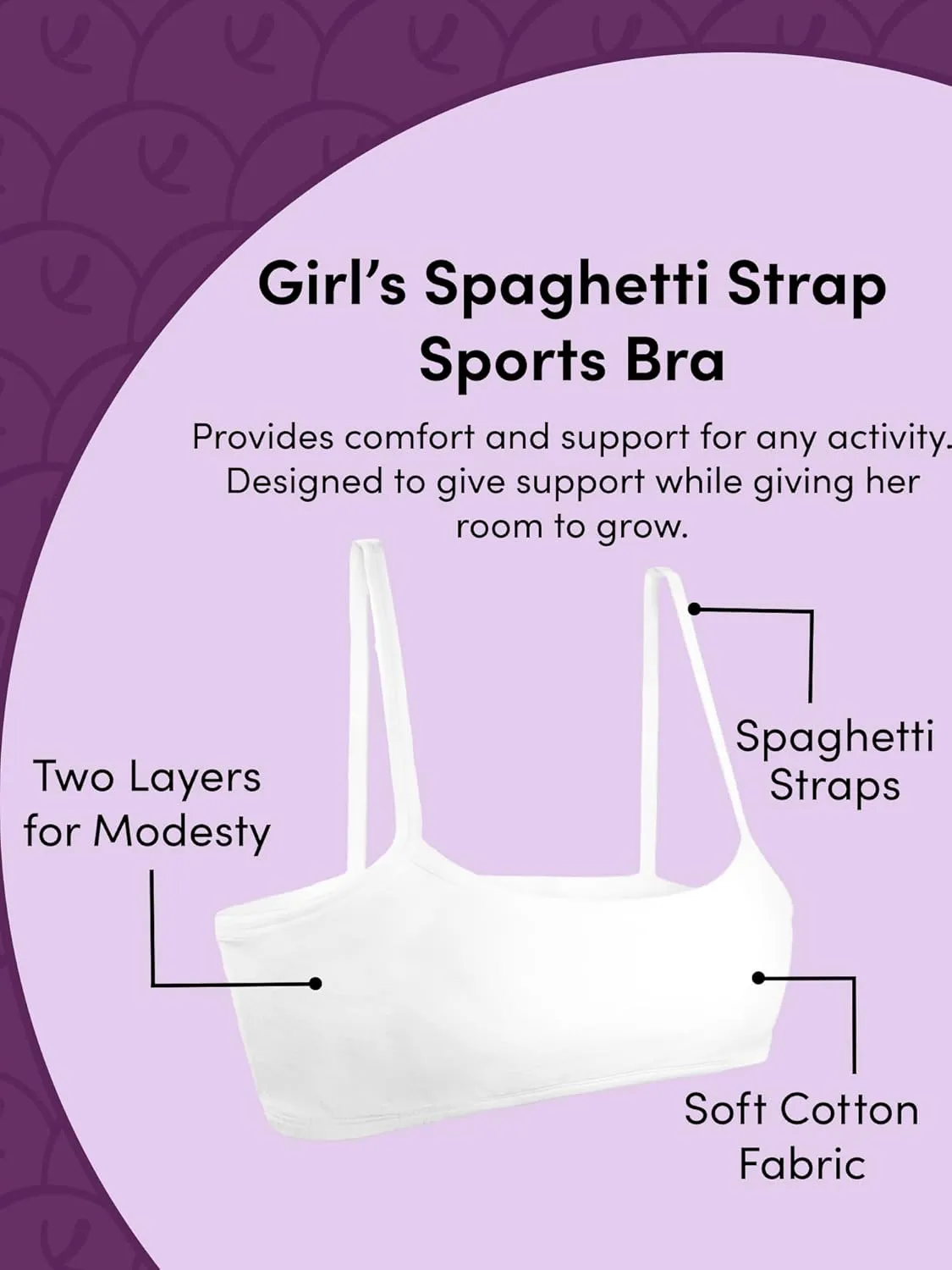 Fruit of the Loom Girls' Cotton Spaghetti Strap Sport Bra
