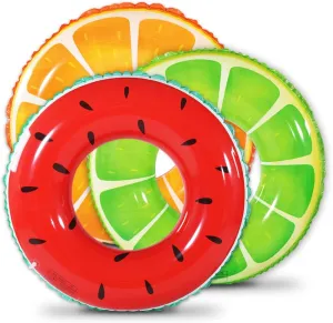Fruit Pool Float, Watermelon Orange Lemon Swim Tube Ring, Inflatable Swim Pool Party Inner Tube for Kids, 3 Style Summer Pool Toy for Fun