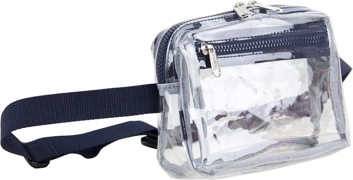 Fuel Transparent Clear See Through Fanny Pack Waist Bag Adjustable Strap,for Sports, Events, Festivals, Work Clear/Navy