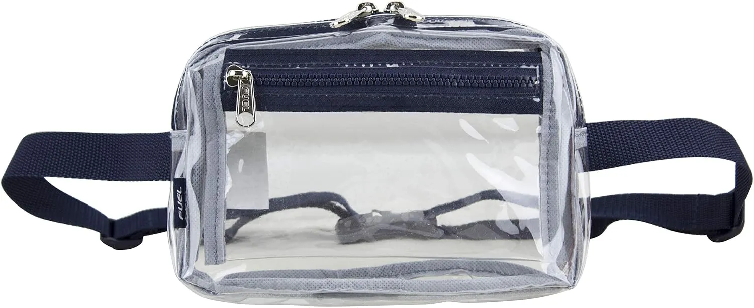 Fuel Transparent Clear See Through Fanny Pack Waist Bag Adjustable Strap,for Sports, Events, Festivals, Work Clear/Navy