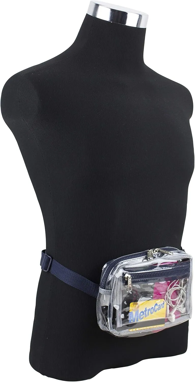 Fuel Transparent Clear See Through Fanny Pack Waist Bag Adjustable Strap,for Sports, Events, Festivals, Work Clear/Navy