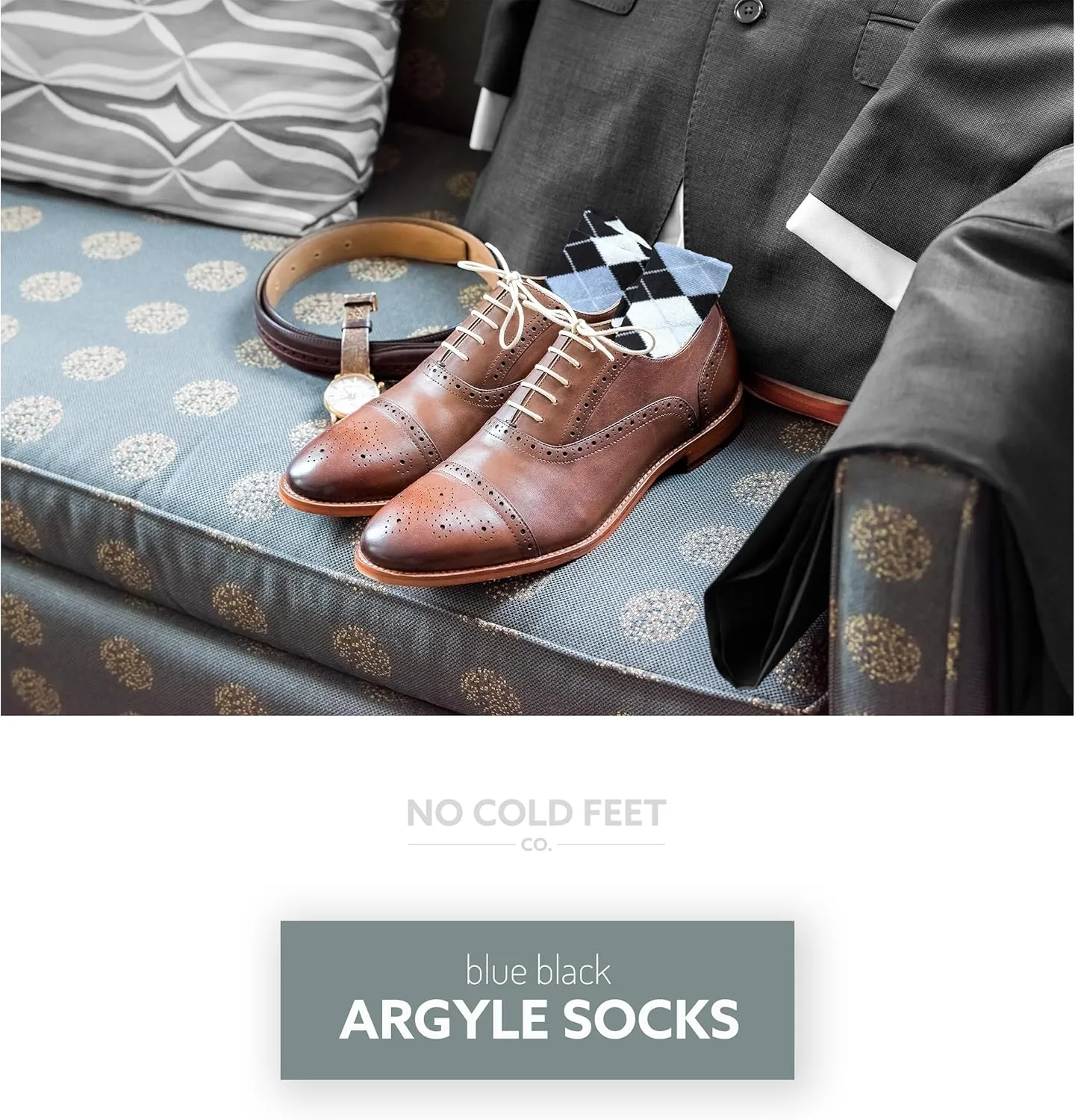 Fun Blue Colorful Novelty Socks for Men for Dress Casual Formal Groomsmen Wedding, 8 Pack