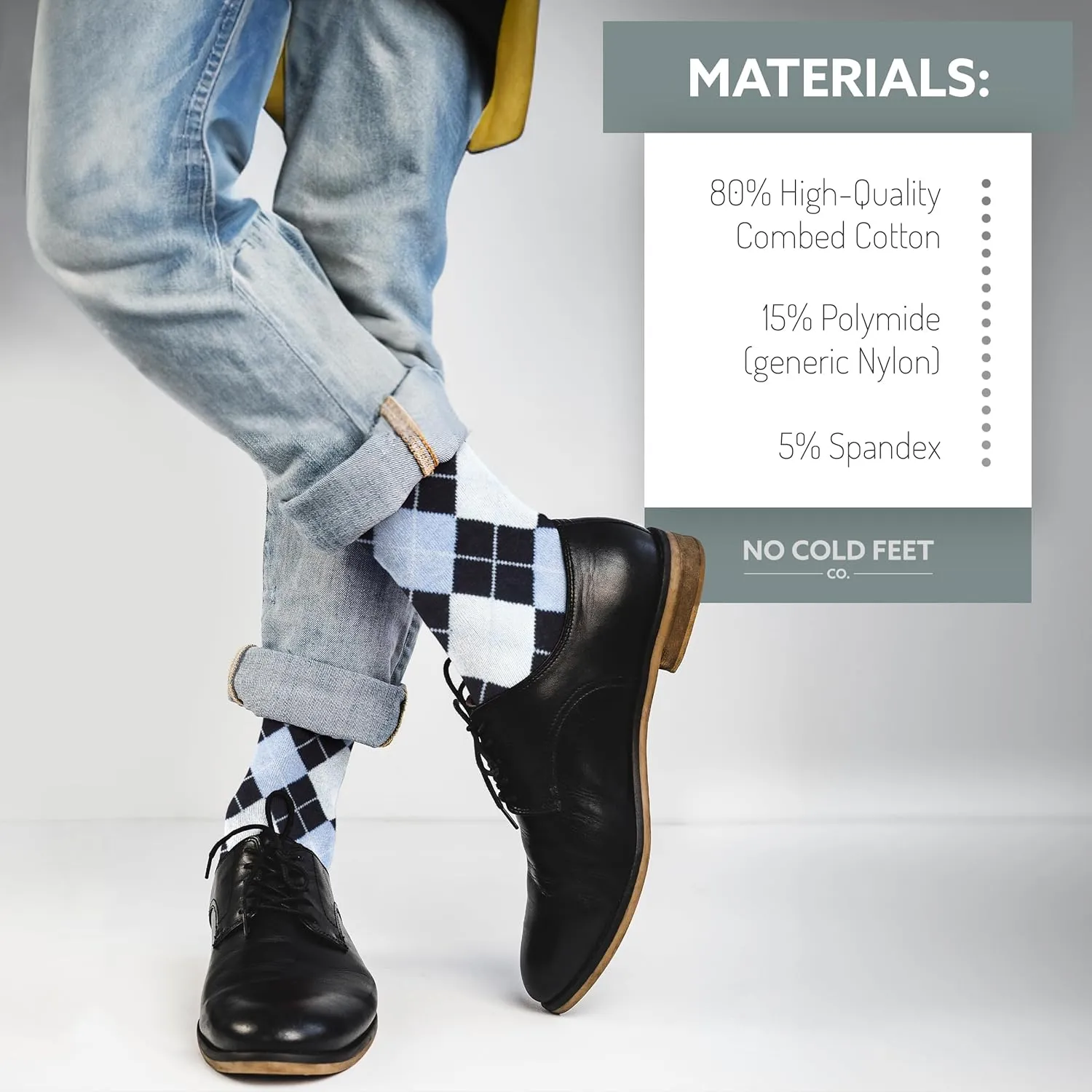Fun Blue Colorful Novelty Socks for Men for Dress Casual Formal Groomsmen Wedding, 8 Pack