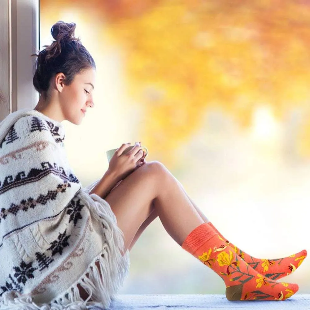 Fun Colorful Socks Patterned Funky Happy Crew Sock Combed Cotton Stockings Packs