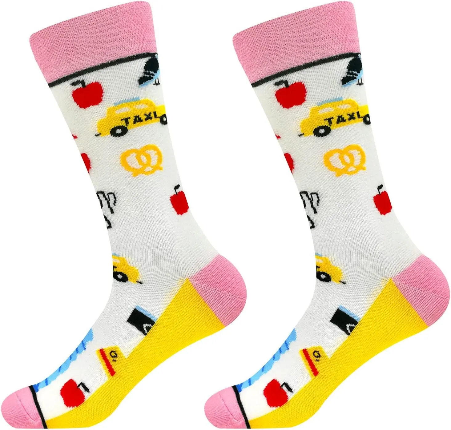 Fun Colorful Socks Patterned Funky Happy Crew Sock Combed Cotton Stockings Packs