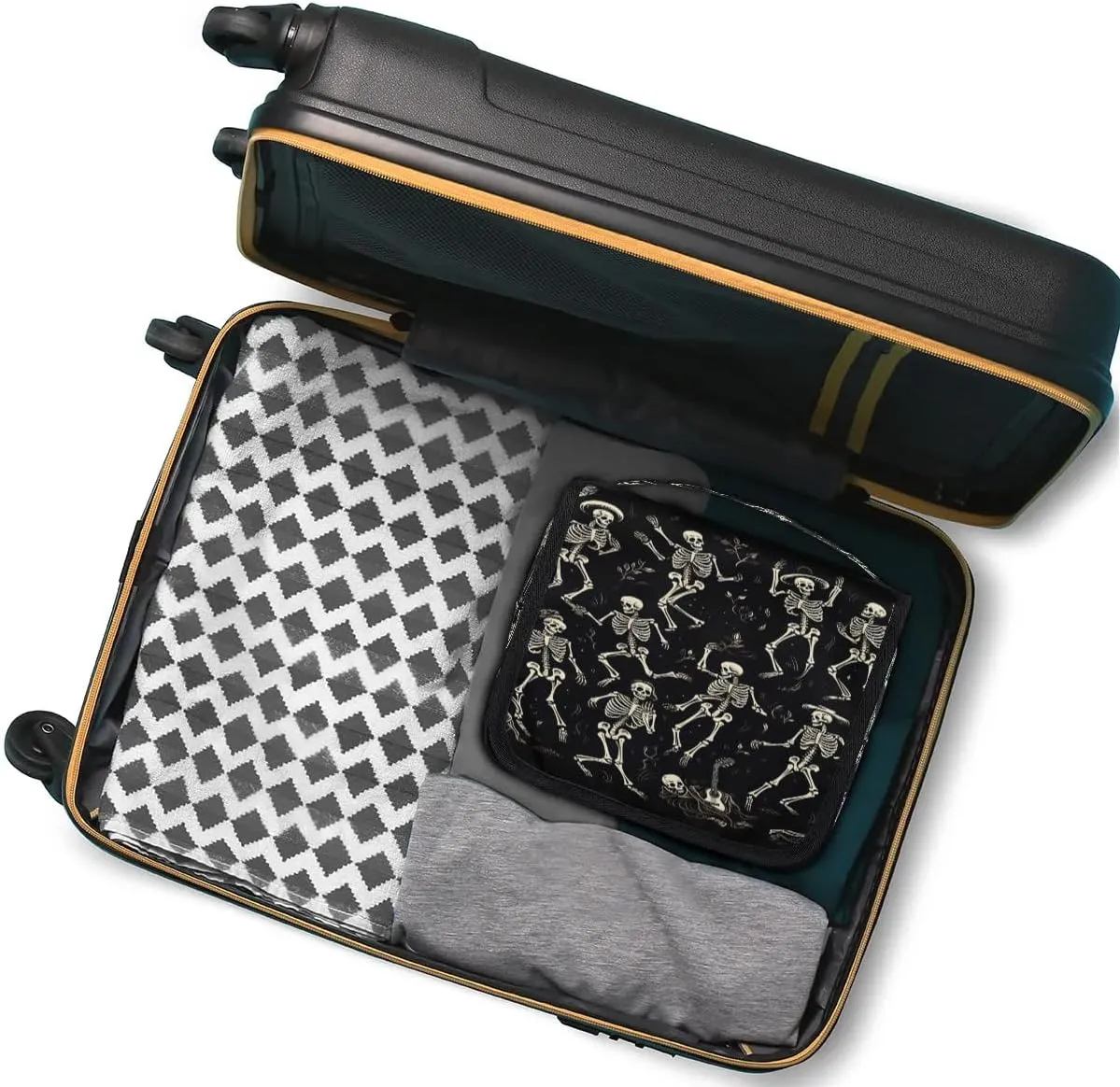 Funny Skull Skeleton Hanging Toiletry Bag for Women Travel Makeup Bag Cosmetic Organizer Travel Toiletries Bag for Men