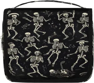 Funny Skull Skeleton Hanging Toiletry Bag for Women Travel Makeup Bag Cosmetic Organizer Travel Toiletries Bag for Men