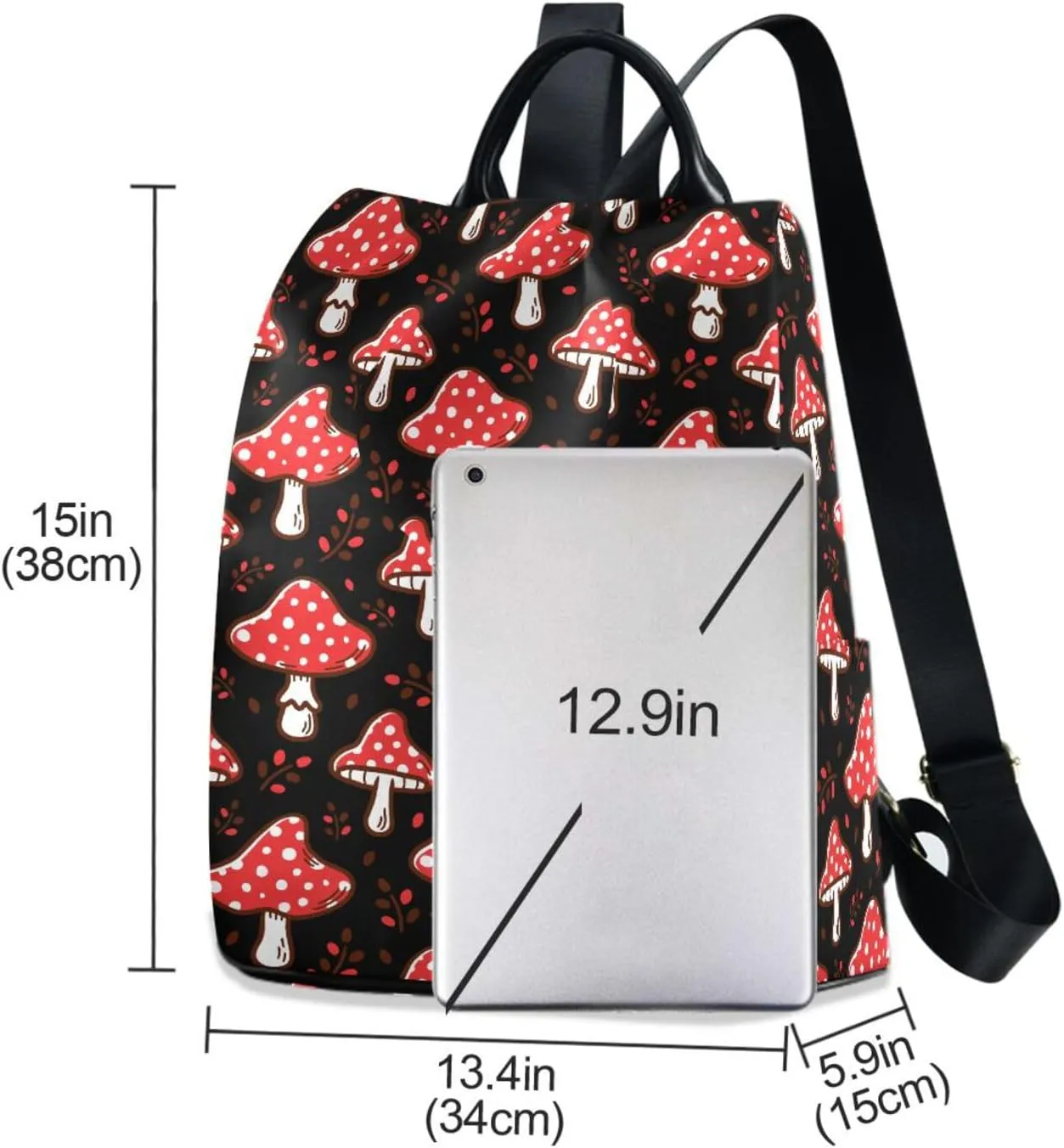 Fustylead Amazing Amanita Red Mushroom Women Backpack Purse Anti-theft Travel Backpack Fashion Shoulder Handbag