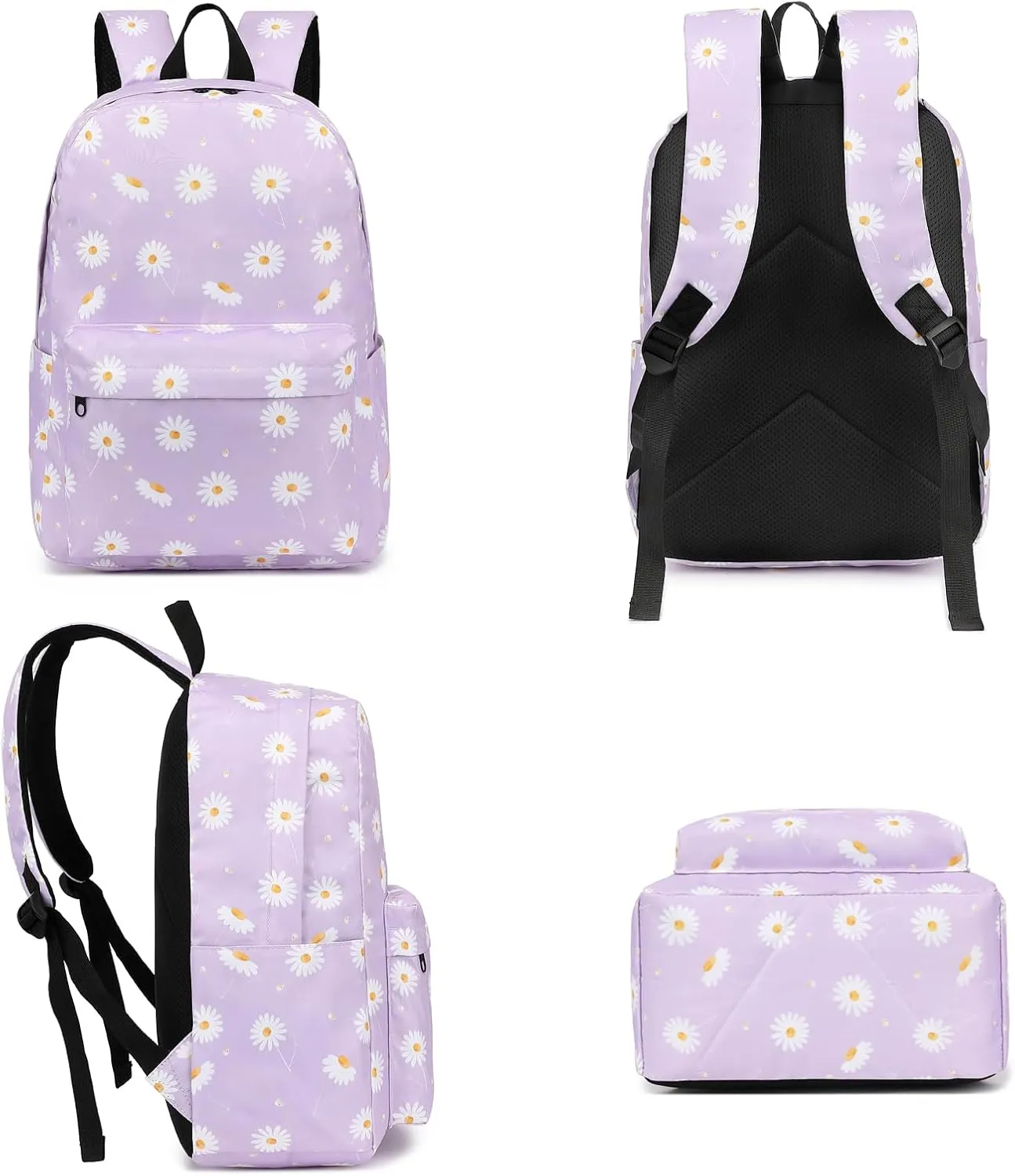 Fuyicat Flowers School Backpack for Girls, Kids Teens Elementary Middle School Bag Women College Bookbag Laptop Backpacks (Daisy Purple)