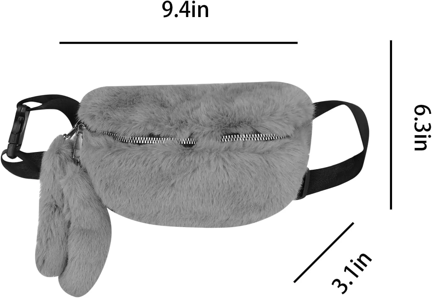 Fuzzy Fanny Pack for Women Faux Fur Belt Bum Bag with Adjustable Strap Waist Pouch Casual Crossbody Purse for Travel