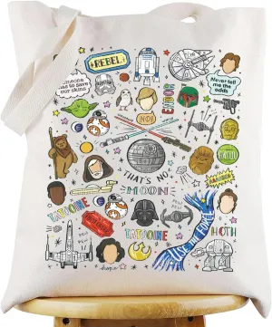 G2TUP Heroes of Galaxy Tote Bag Helmets Inspired Gift That's No Moon Death Star Shoulder Bag Sciences Fiction Merch