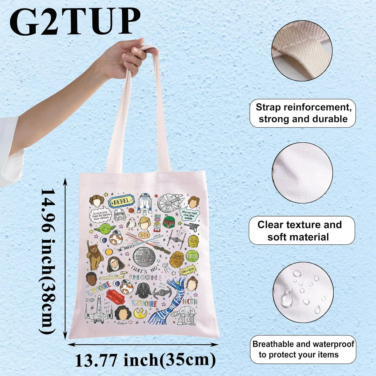 G2TUP Heroes of Galaxy Tote Bag Helmets Inspired Gift That's No Moon Death Star Shoulder Bag Sciences Fiction Merch