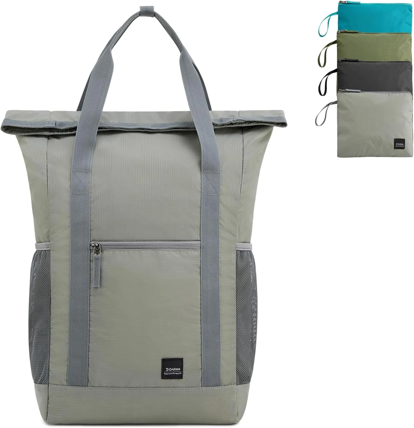 G4Free 40L Packable Backpack Waterproof Tote Bag Convertible Large Lightweight Hiking Backpack Travel Casual Daypack for Maen Women(Grey)