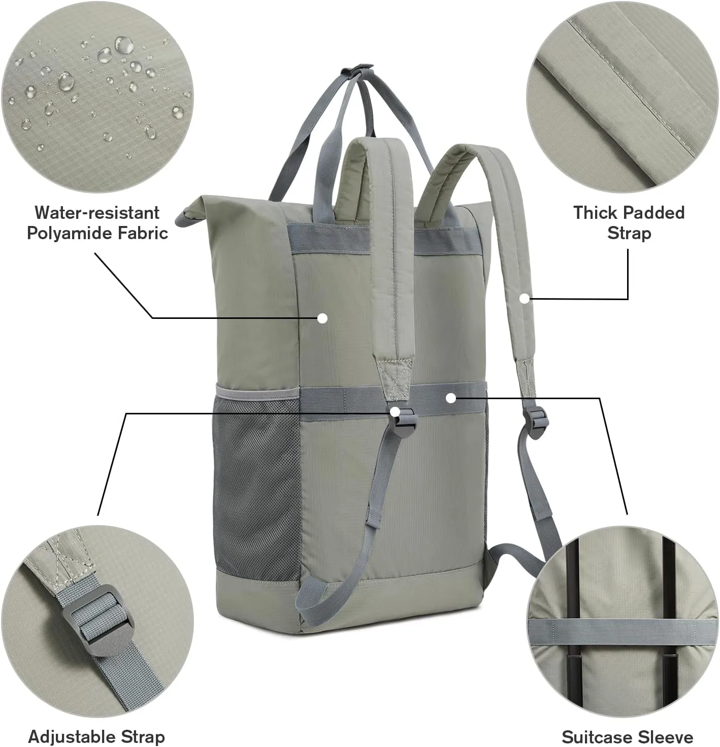 G4Free 40L Packable Backpack Waterproof Tote Bag Convertible Large Lightweight Hiking Backpack Travel Casual Daypack for Maen Women(Grey)