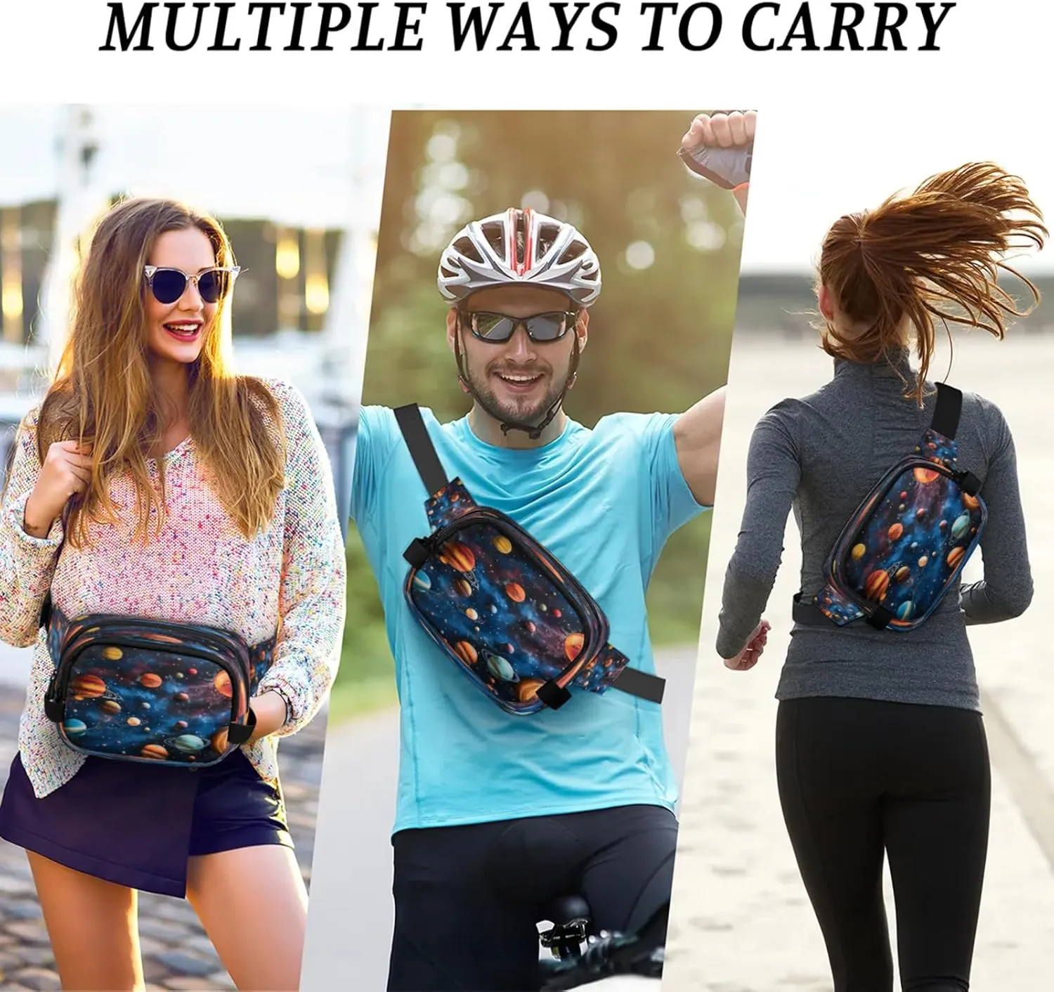 Galactic Wonders Waterproof Unisex Square Fanny Pack, Adjustable Waist Bag with Pockets, Sturdy Lightweight Crossbody Bag for Travel, Running, Hiking (9x6.1x2.5 Inches)