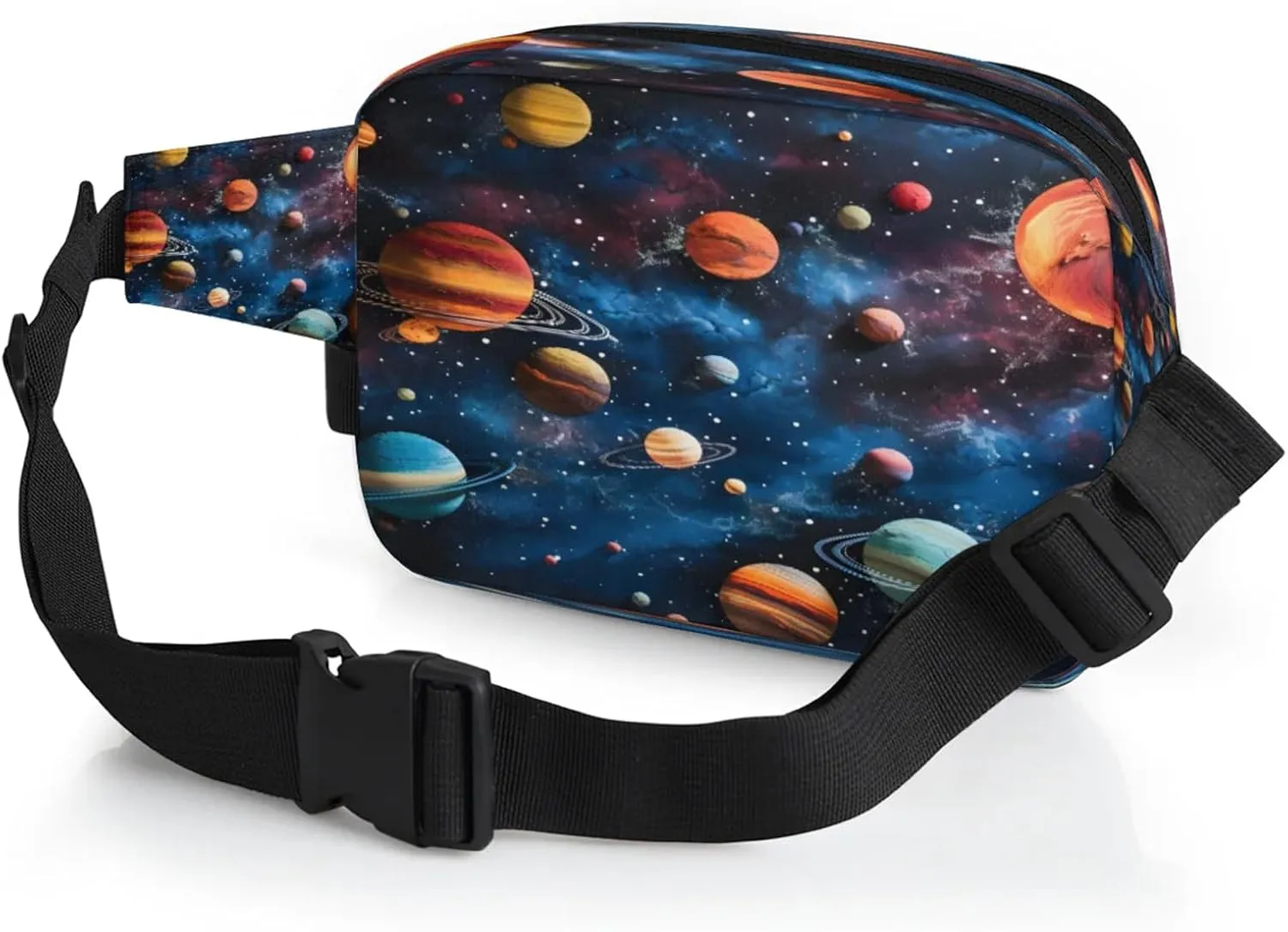 Galactic Wonders Waterproof Unisex Square Fanny Pack, Adjustable Waist Bag with Pockets, Sturdy Lightweight Crossbody Bag for Travel, Running, Hiking (9x6.1x2.5 Inches)