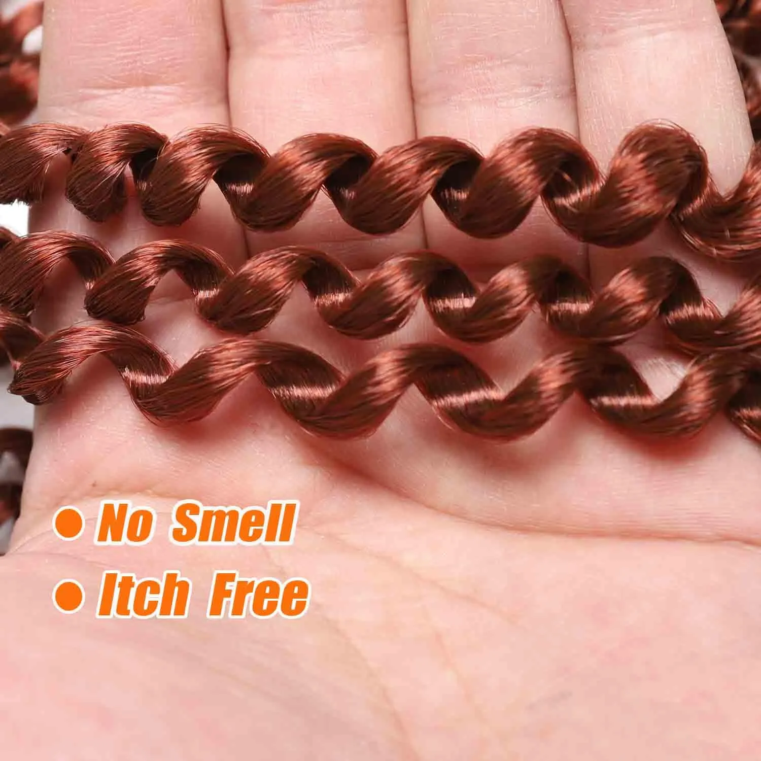 Ginger Passion Twist Hair 18 Inch 6 Packs Copper Red Water Wave Crochet Hair for Butterfly Locs Passion Twists Long Bohemian Braiding Protective Style Hair Extensions (18 Inch, 6 Packs, 350#)
