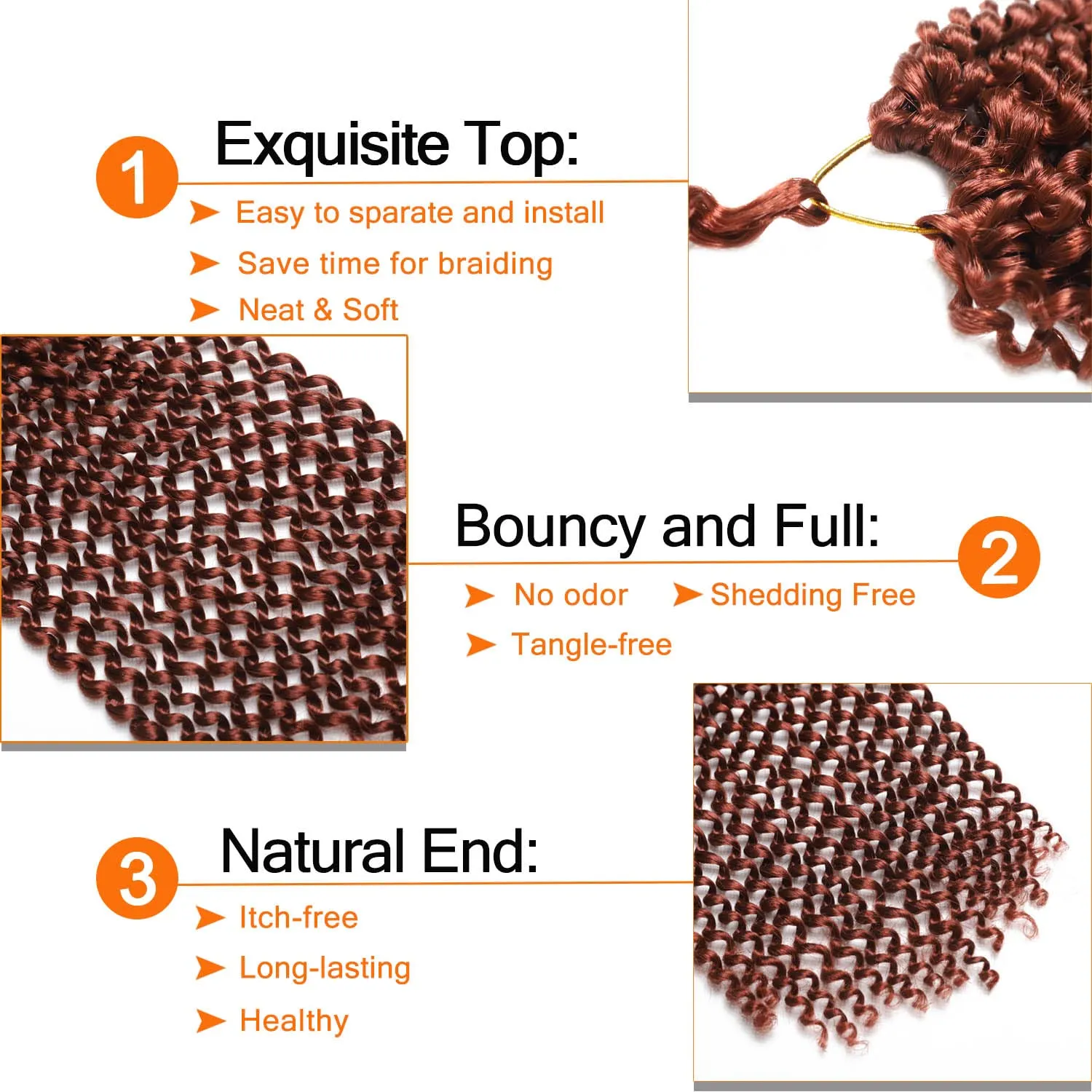 Ginger Passion Twist Hair 18 Inch 6 Packs Copper Red Water Wave Crochet Hair for Butterfly Locs Passion Twists Long Bohemian Braiding Protective Style Hair Extensions (18 Inch, 6 Packs, 350#)