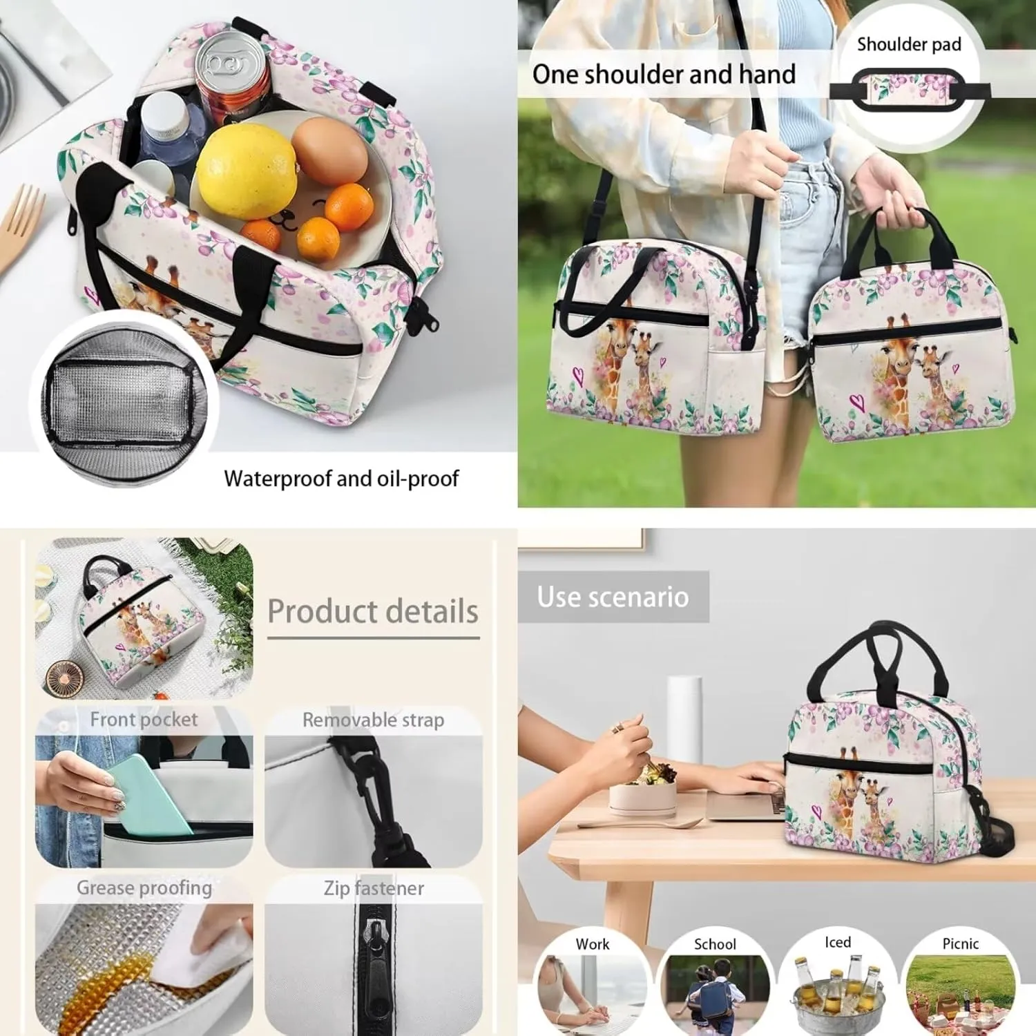 Giraffe Book Bags for Girls, 17 Inch Yellow Backpacks for Kids, Travel Picnic for Lunch Bag Pen Case 3 Pcs for Child Acceptable Customized