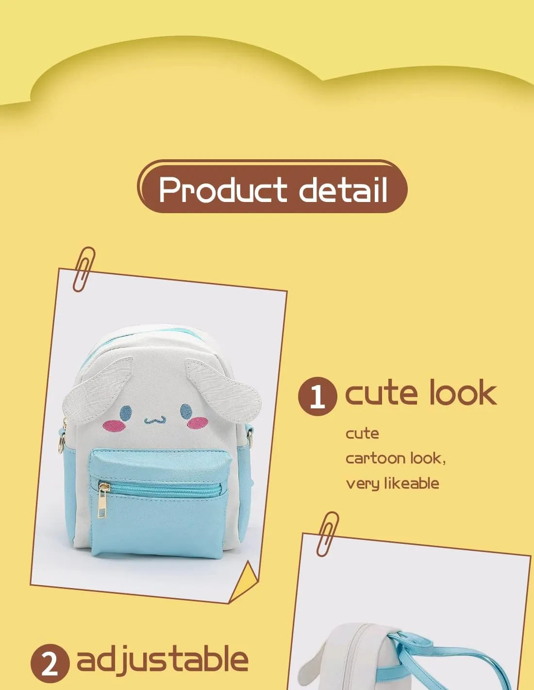Girls Anime Kawaii Mini Backpack   Keychain Anime Cosplay Back Pack Cute Doll Handbag Shoulder Bag(Blue)