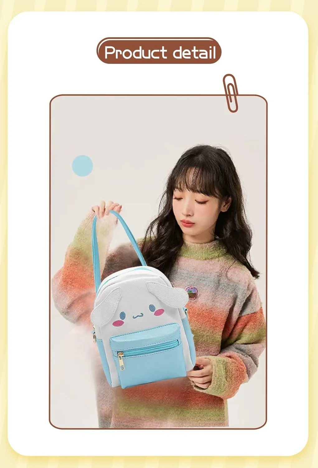 Girls Anime Kawaii Mini Backpack   Keychain Anime Cosplay Back Pack Cute Doll Handbag Shoulder Bag(Blue)
