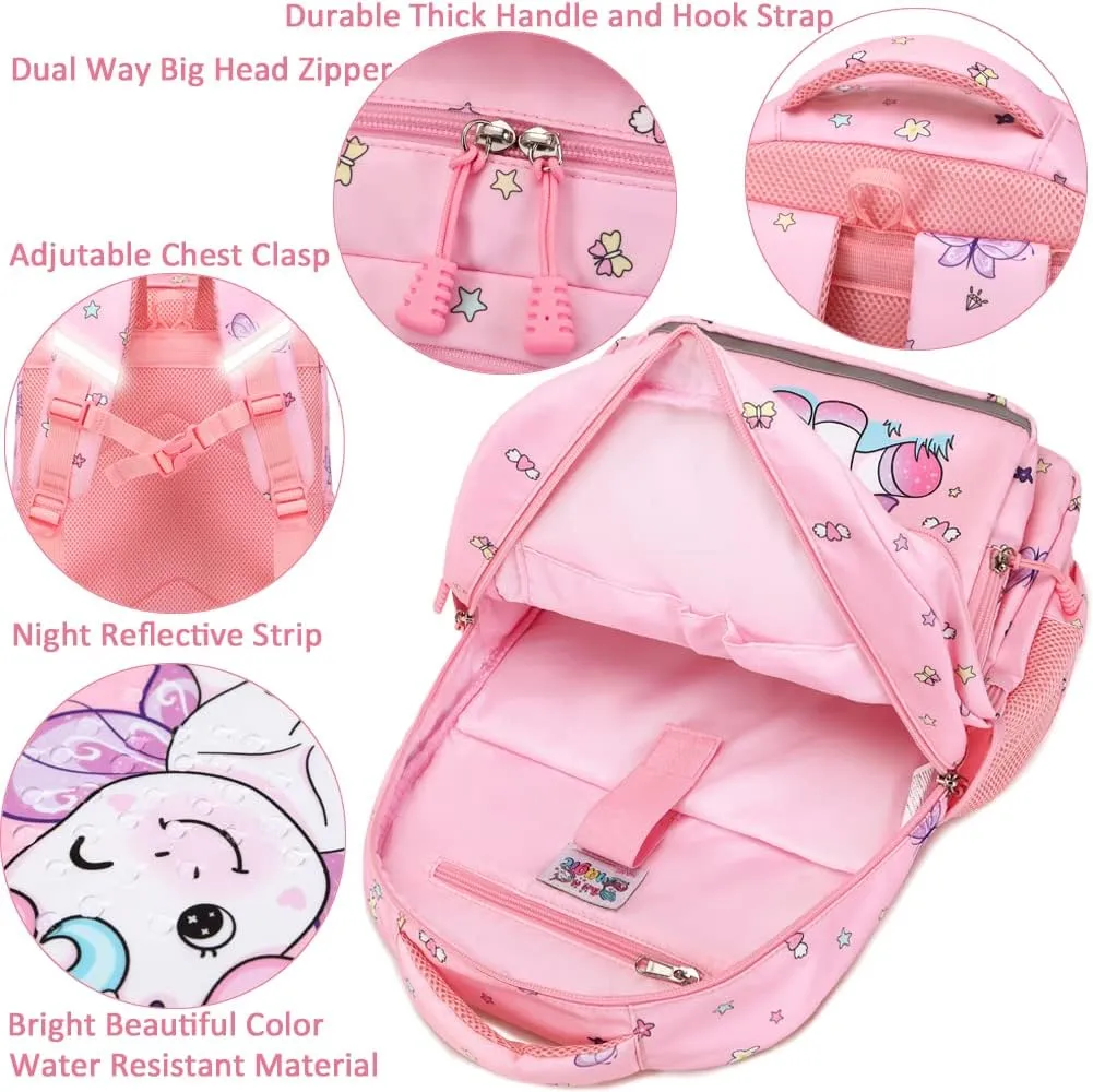 Girls Backpack for Elementary Kids School Bookbag Set Cute Unicorn Backpacks for Girls Water Resistant