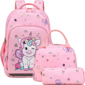 Girls Backpack for Elementary Kids School Bookbag Set Cute Unicorn Backpacks for Girls Water Resistant