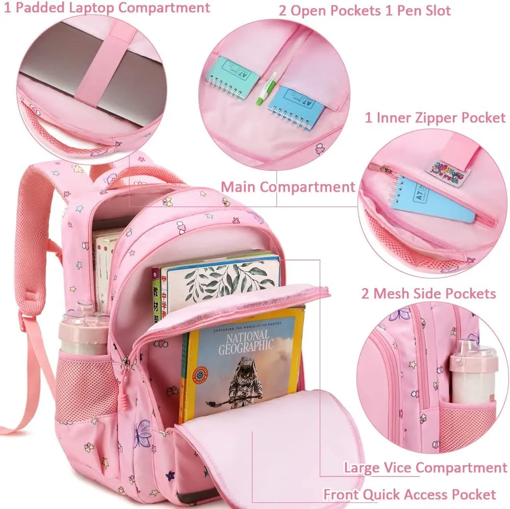 Girls Backpack for Elementary Kids School Bookbag Set Cute Unicorn Backpacks for Girls Water Resistant