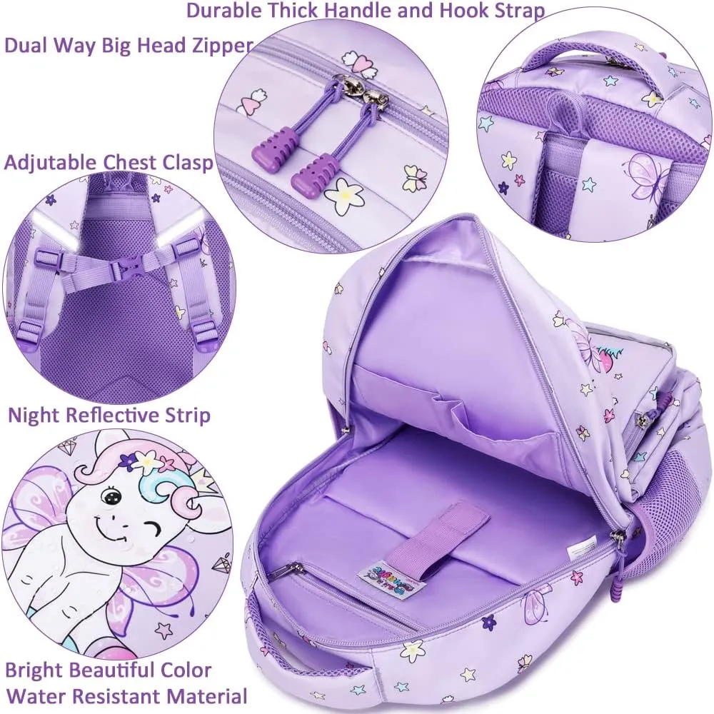 Girls Backpack for Elementary Kids School Bookbag Set Cute Unicorn Backpacks for Girls Water Resistant