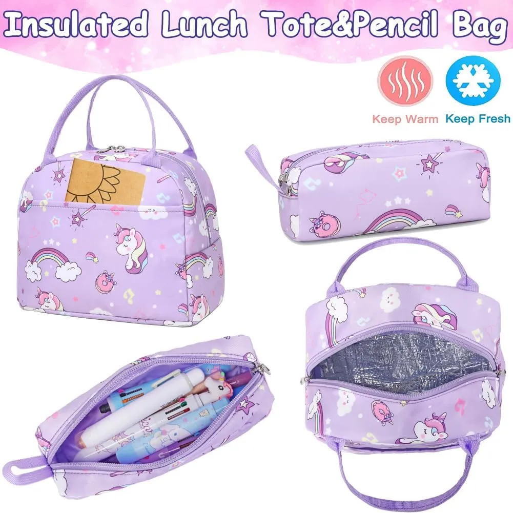 Girls Backpack for Elementary Kids School Bookbag Set Cute Unicorn Backpacks for Girls Water Resistant