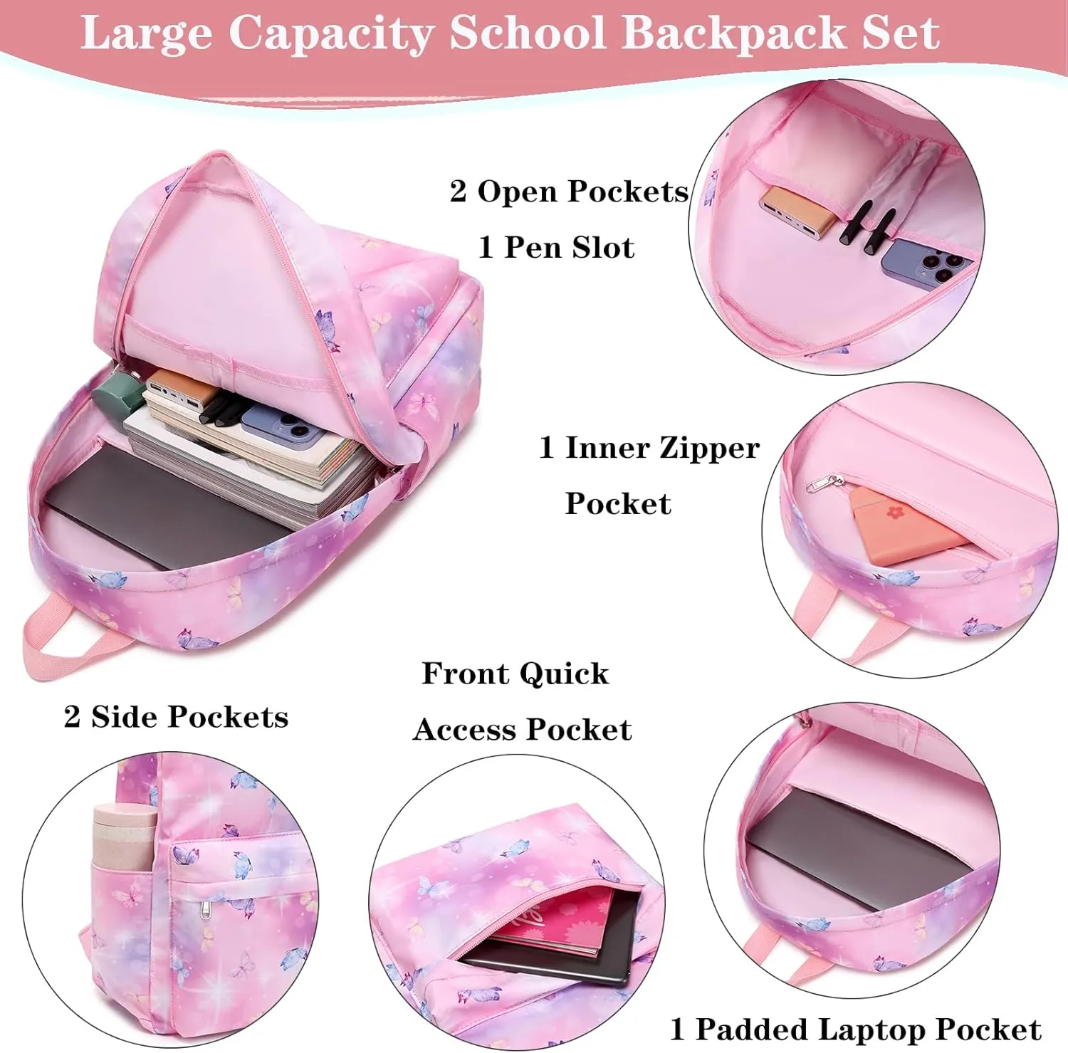 Girls Backpack School Backpack for Boys and Girls Laptop Backpack Water Resistant Middle School Bags Kids Backpacks