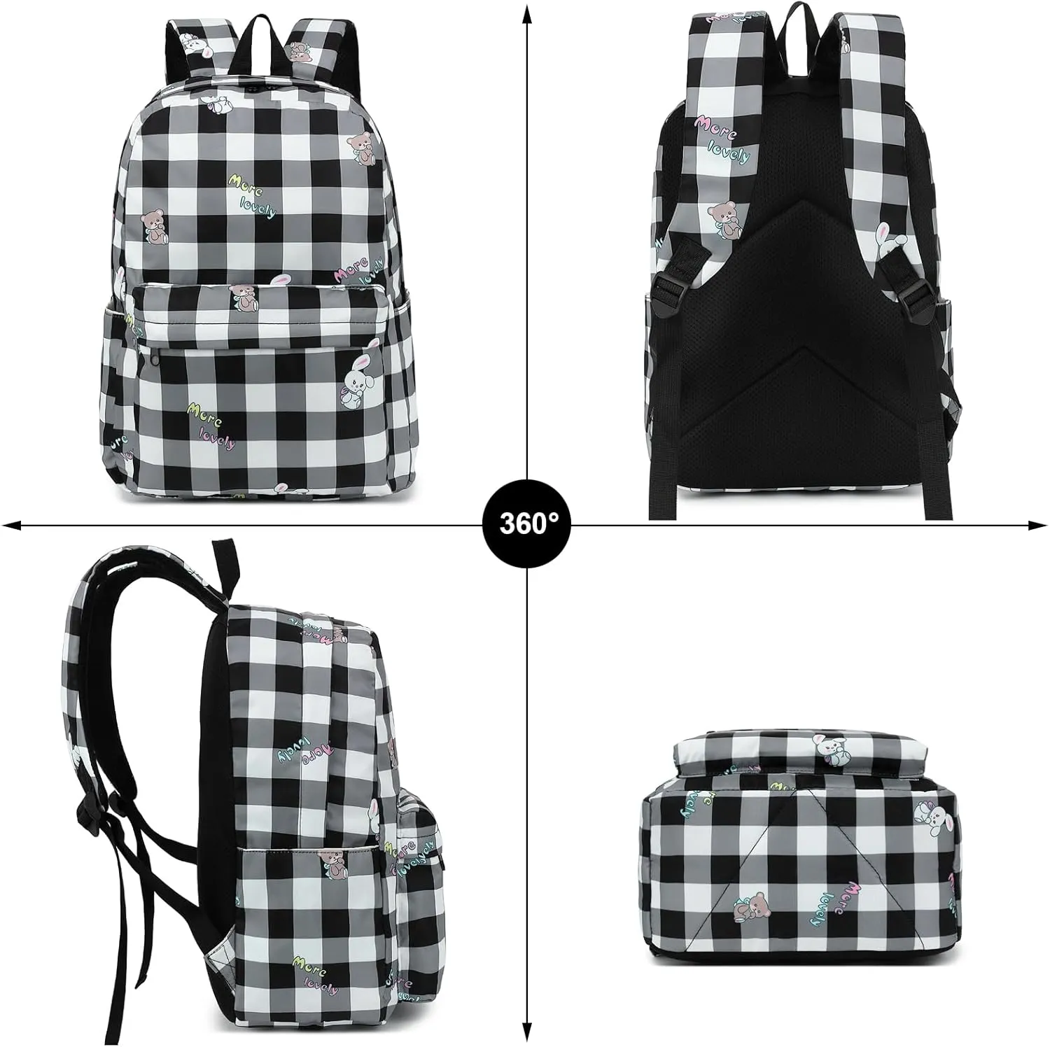 Girls School Backpacks for Kids Teens, 3-in-1 School Bag Bookbags Set with Lunch Bag Pencil Case