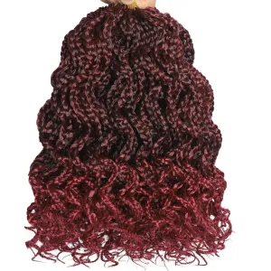 Goddess Box Braids - 150 Strands, Pre Looped, 8Inch Curly, Wavy Crochet Braiding Hair for Women - 5 Packs