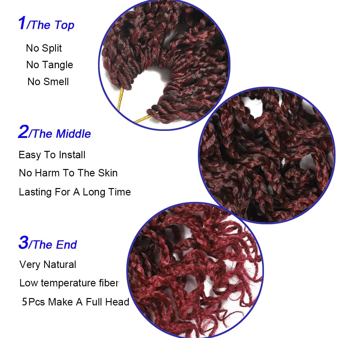 Goddess Box Braids - 150 Strands, Pre Looped, 8Inch Curly, Wavy Crochet Braiding Hair for Women - 5 Packs