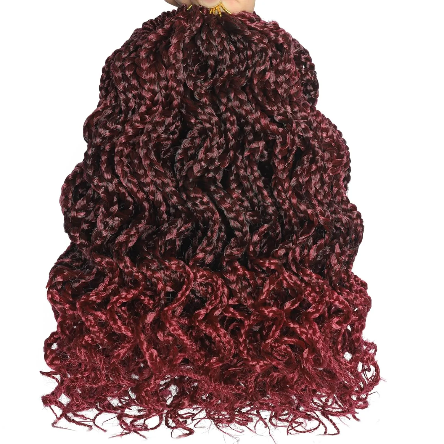 Goddess Box Braids - 150 Strands, Pre Looped, 8Inch Curly, Wavy Crochet Braiding Hair for Women - 5 Packs