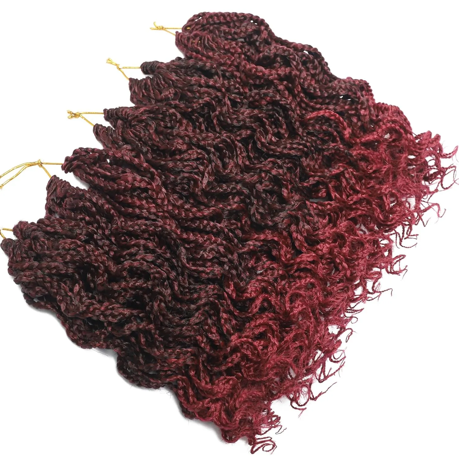 Goddess Box Braids - 150 Strands, Pre Looped, 8Inch Curly, Wavy Crochet Braiding Hair for Women - 5 Packs