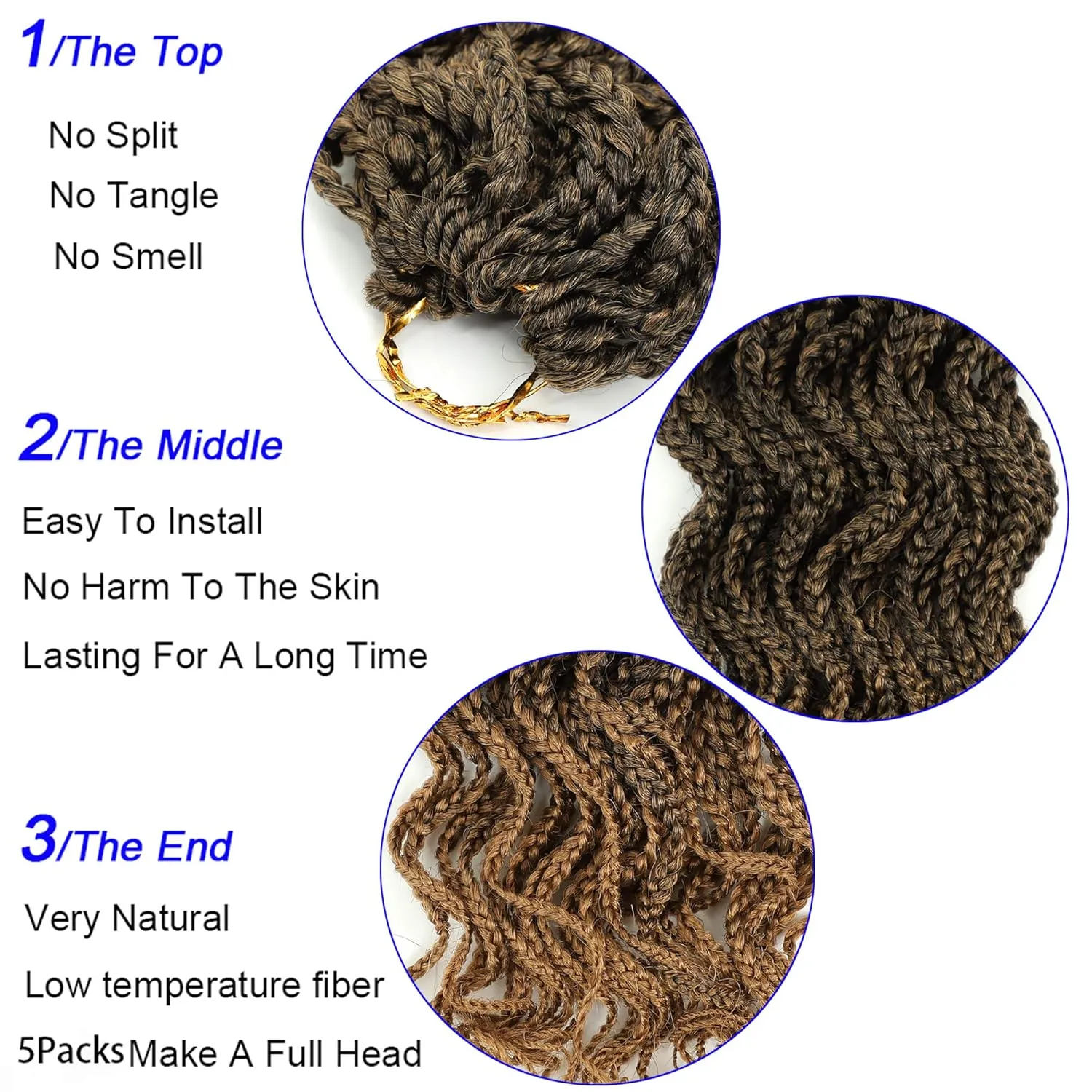 Goddess Box Braids Crochet Braids Hair with Full Curly Braids Synthetic Premium Fiber Braiding Hair 14 Inch 5Packs/Lot T27#