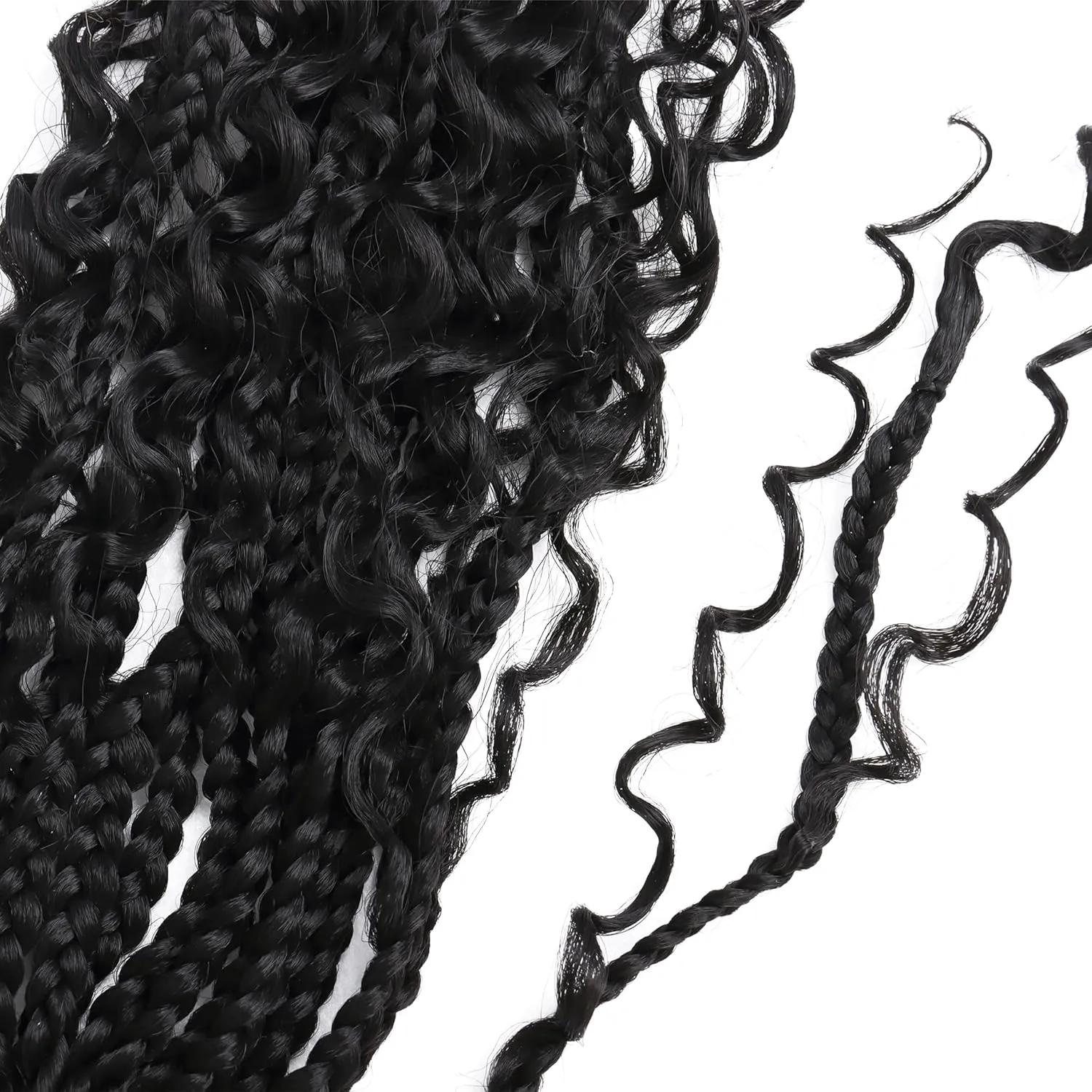 Goddess Box Braids Crochet Hair 10 Inch Bohemian Box Braids Crochet Hair with Curly Ends Boho 3X Synthetic Crochet Braiding Hair for Women (8 pack, 1b#)