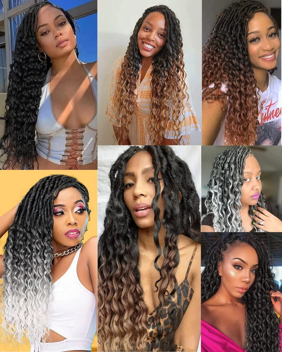Goddess Faux Locs Crochet Hair - 24 Inches 8 Packs 112 Strands Pre Looped Ombre Black to Pink Synthetic Hair Extensions, Soft Goddess Locs Braids with Long Deep Wave Curly Ends(24"-8 Packs,T1B/Pink)