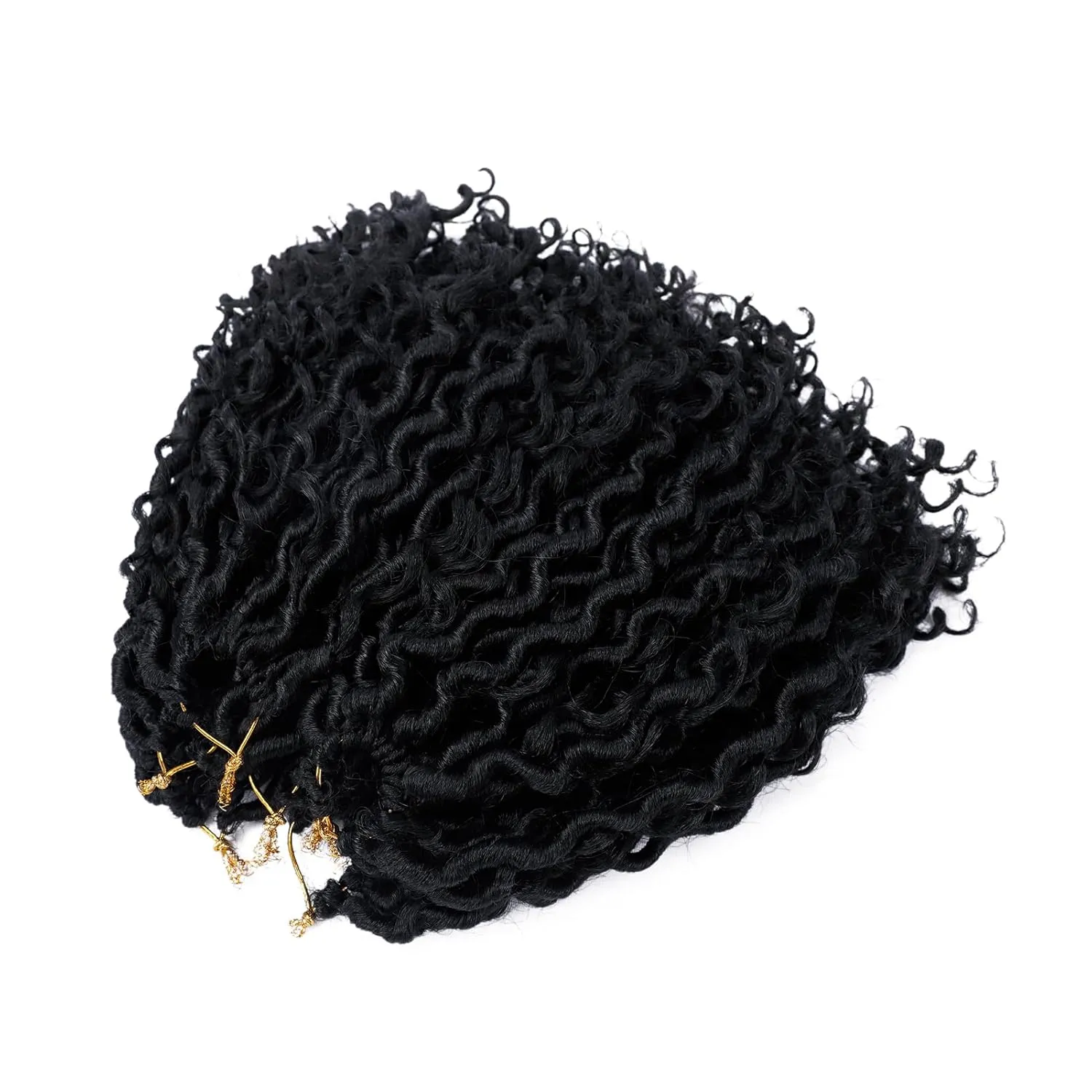 Goddess Locs Crochet Hair 10 Inch 7 Packs Boho Faux Locs Crochet Hair for Black Women Pre Looped Crochet Locs with Curly Ends (#1B)
