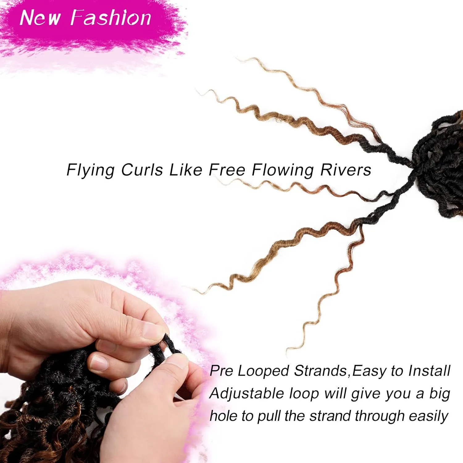 Goddess Locs Crochet Hair 10 Inch 7 Packs Ombre Brown Boho Faux Locs Crochet Hair for Black Women Pre Looped Crochet Locs with Curly Ends (1B/30/27)