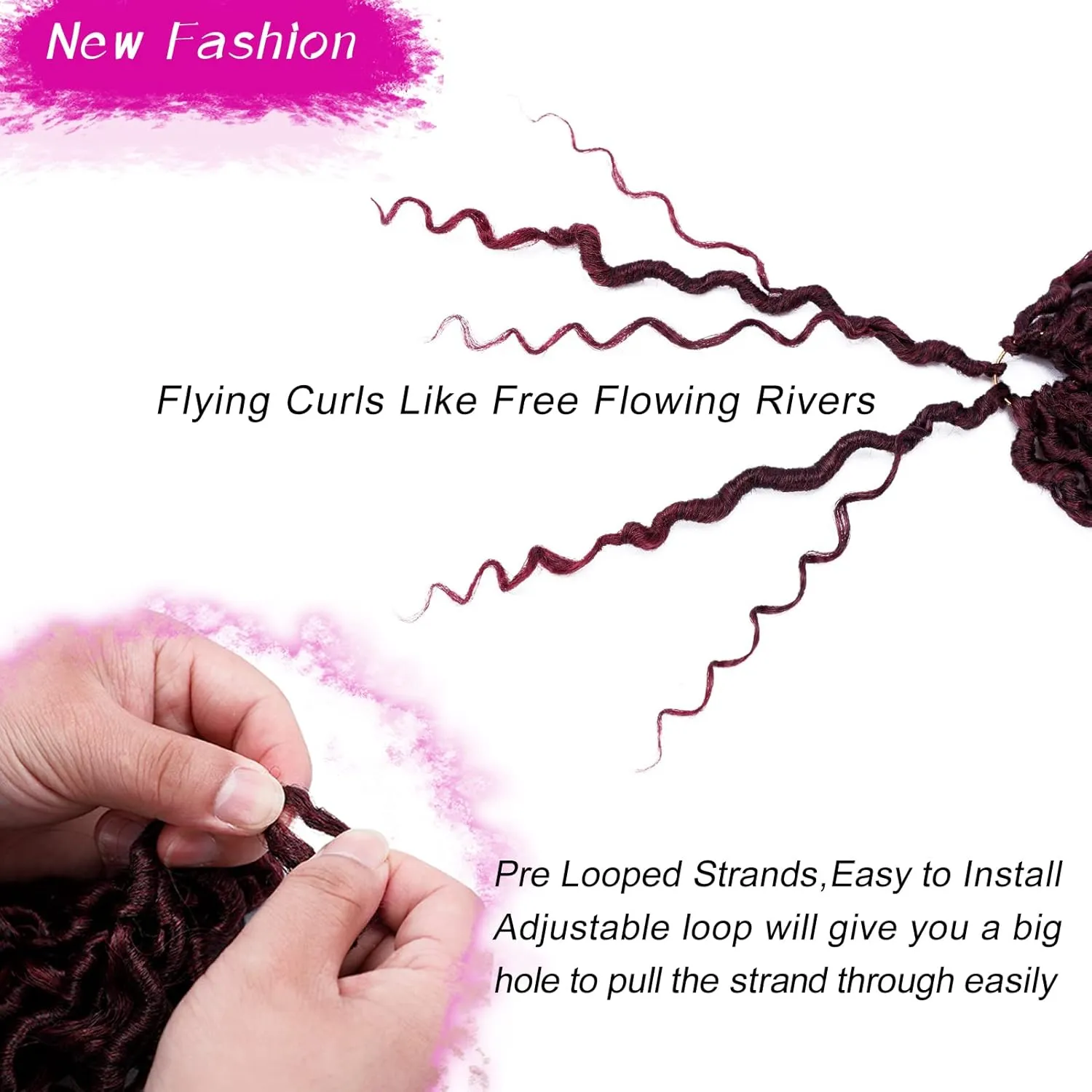 Goddess Locs Crochet Hair 10 Inch 7 Packs Ombre Burgundy Boho Faux Locs Crochet Hair for Black Women Pre Looped Crochet Locs with Curly Ends (1B/Bug)