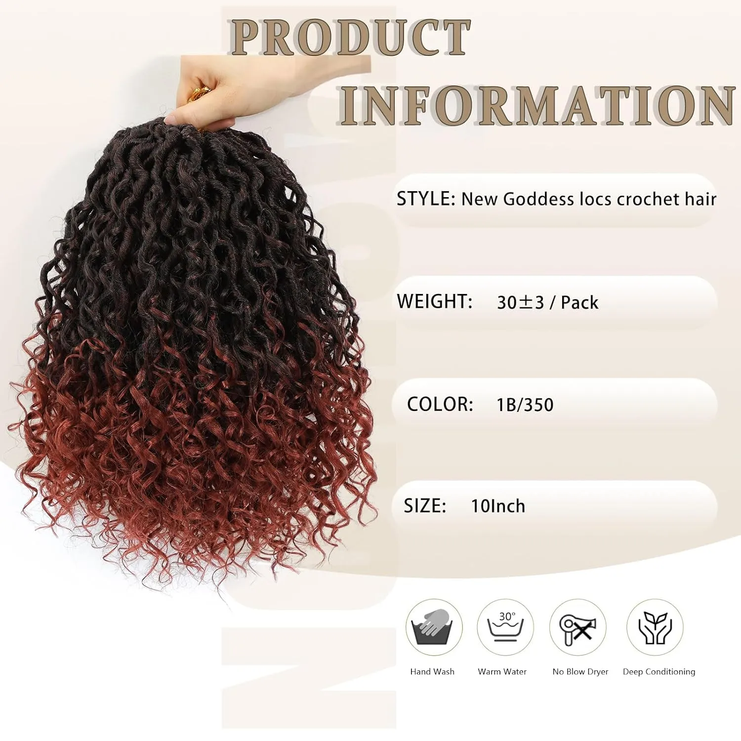 Goddess Locs Crochet Hair 10inch,9 Pakcs Boho Locs Crochet Hair,Faux Locs Crochet Hair for Black Women,Soft Locs With Curly Ends Pre Looped Crochet Braids(10inch(pack of 9),1B/350)