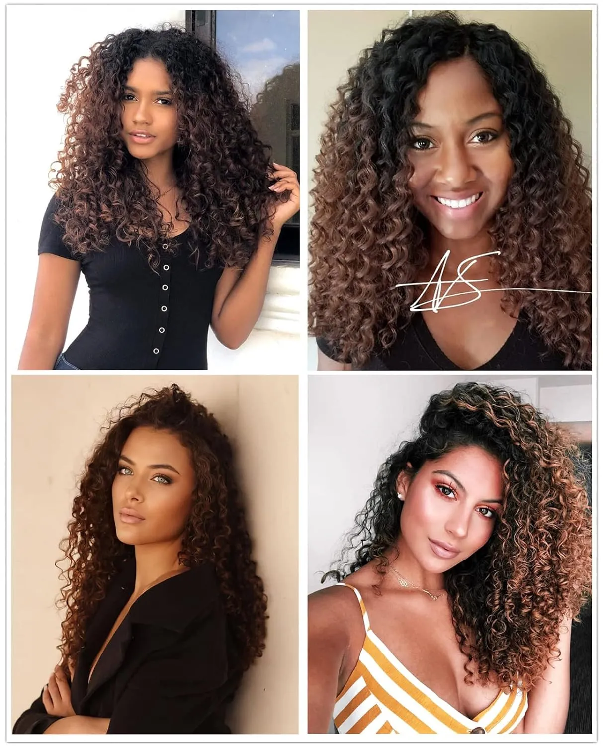 Gogo Curl 14 Inch 8 Packs Curly Crochet Hair for Black Women Ombre Dark Brown Color Wavy Beach Curls Crochet Hair Water Wave Crotchet Hair Synthetic Curly Braiding Hair Extensions(14inch 8pack, 1b/30)