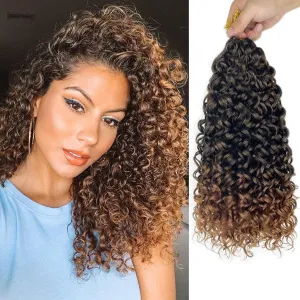 Gogo Curl 14 Inch 8 Packs Curly Crochet Hair for Black Women Ombre Dark Brown Color Wavy Beach Curls Crochet Hair Water Wave Crotchet Hair Synthetic Curly Braiding Hair Extensions(14inch 8pack, 1b/30)