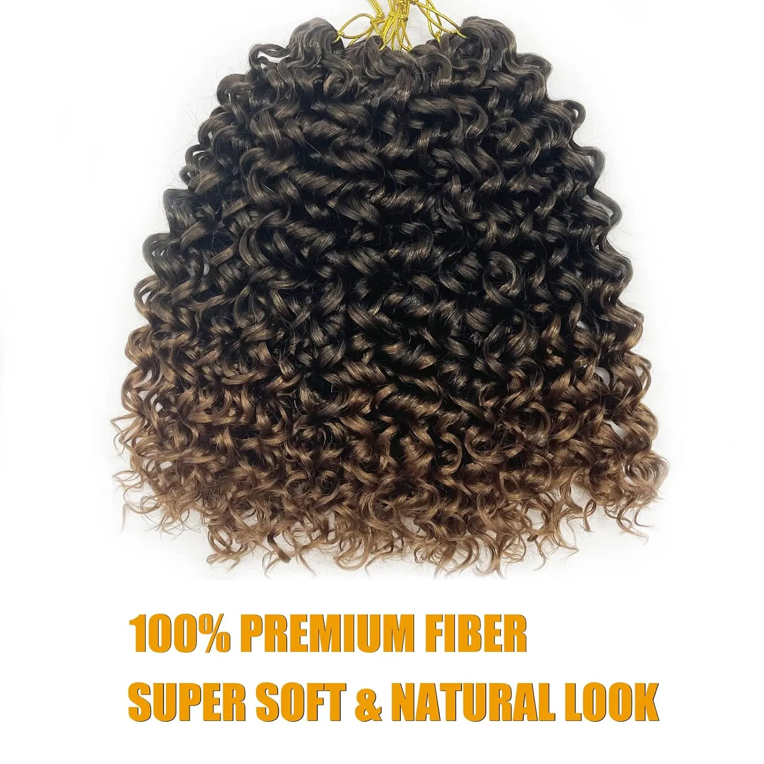 Gogo Curl 14 Inch 8 Packs Curly Crochet Hair for Black Women Ombre Dark Brown Color Wavy Beach Curls Crochet Hair Water Wave Crotchet Hair Synthetic Curly Braiding Hair Extensions(14inch 8pack, 1b/30)