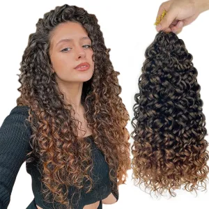 Gogo Curl 18 Inch 8 Packs Curly Crochet Hair for Black Women Ombre Dark Brown Color Wavy Beach Curls Crochet Hair Water Wave Go Go Crotchet Hair Curly Braiding Hair Extensions(18inch 8pack, 1b/30)