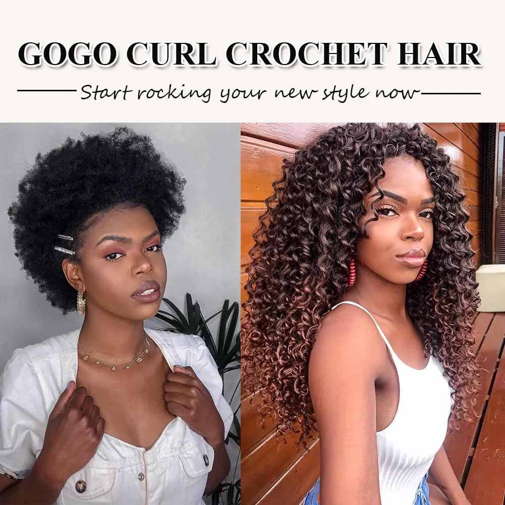 GoGo Curl Crochet Hair 7 Packs Water Wave Crochet Hair for Women 8 Inch Short Curly Crochet Braids Hair Ombre Brown Deep Wave Braiding Hair for Boho Braids (8 Inch, 1B/4/30)