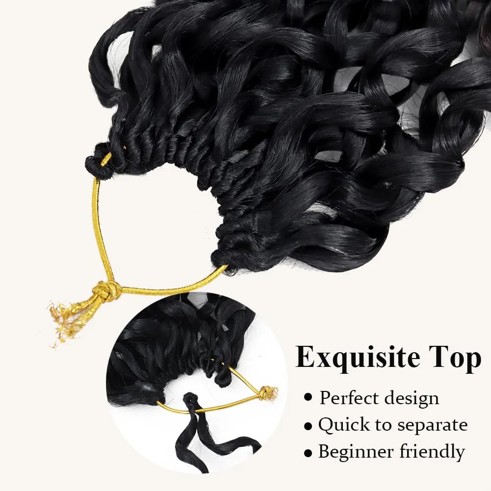GoGo Curl Crochet Hair 7 Packs Water Wave Crochet Hair for Women 8 Inch Short Curly Crochet Braids Hair Ombre Brown Deep Wave Braiding Hair for Boho Braids (8 Inch, 1B/4/30)