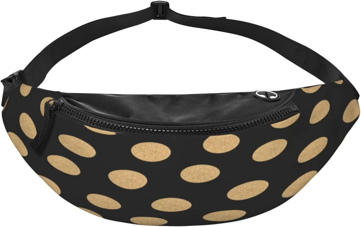 Gold Black Polka Dot Fanny Pack, Crossbody Waist Packs for Women Men Waist Bags with Adjustable Strap for Travel Running Hiking Sport